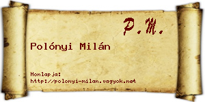 Polónyi Milán névjegykártya